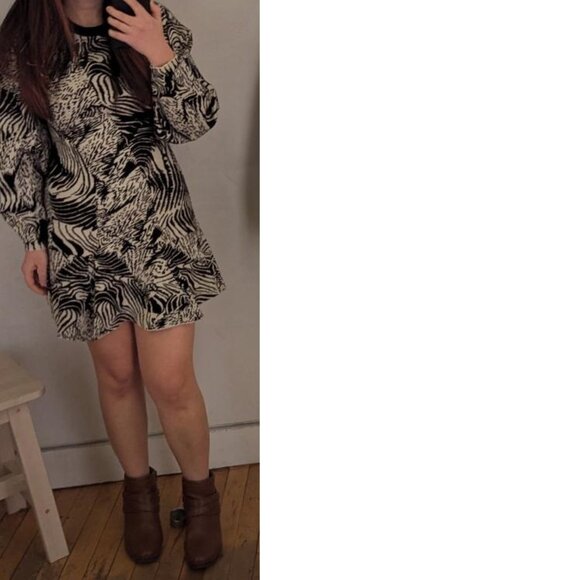 By Anthropologie 3/4 Sleeve Ruffled Sweater Knit Dress size S new nwt black - Picture 3 of 5